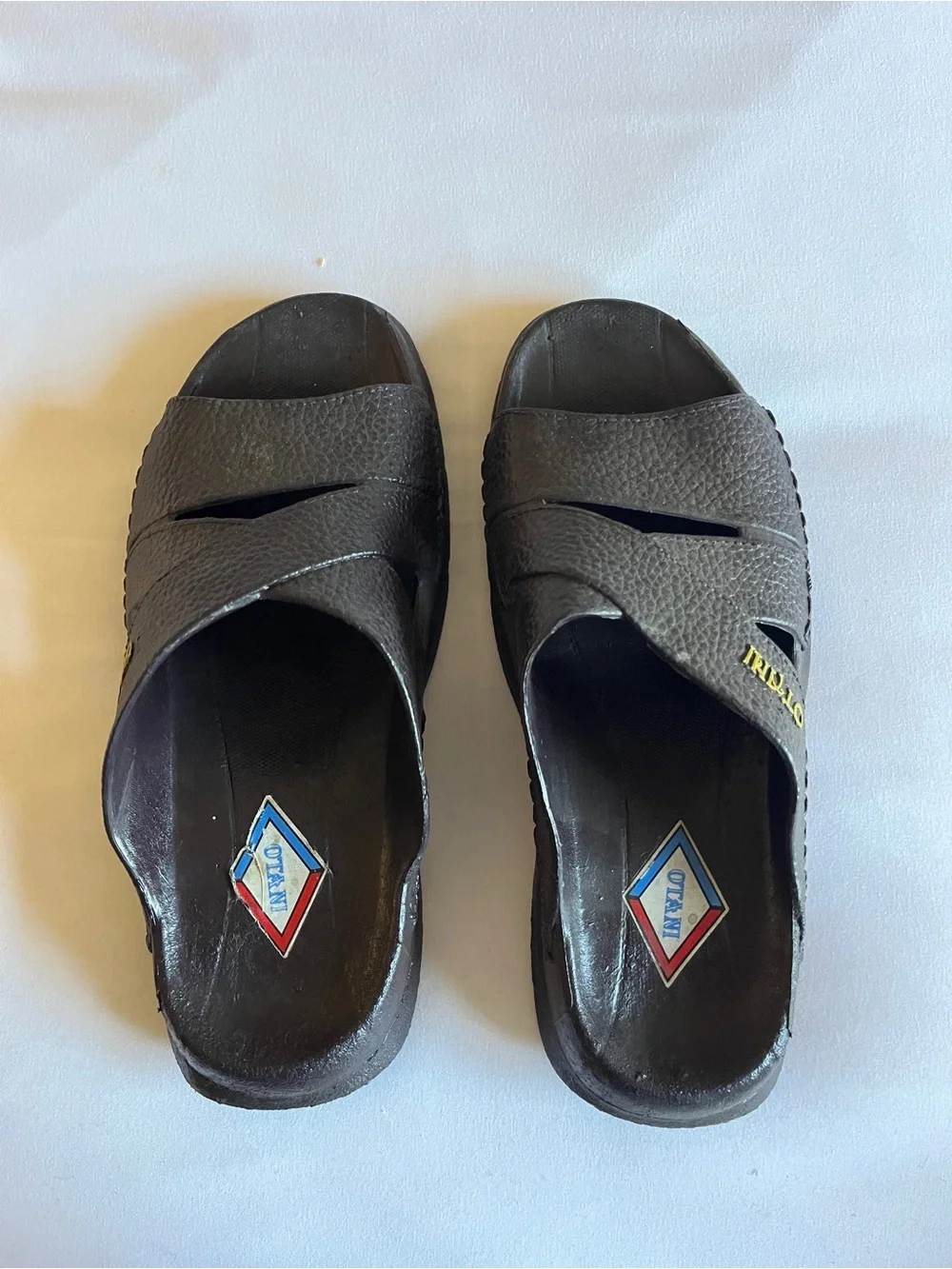 OTANI 505 Dark Brown Textured Slide Sandals Size M Made In Thailand Open Toe